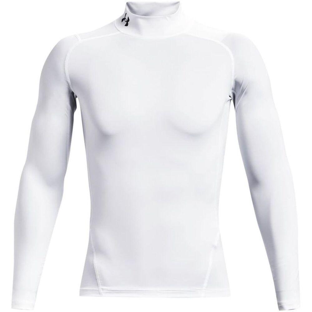 Under Armour Mens HeatGear Mock Neck  Long-Sleeved Base Layer Top / White